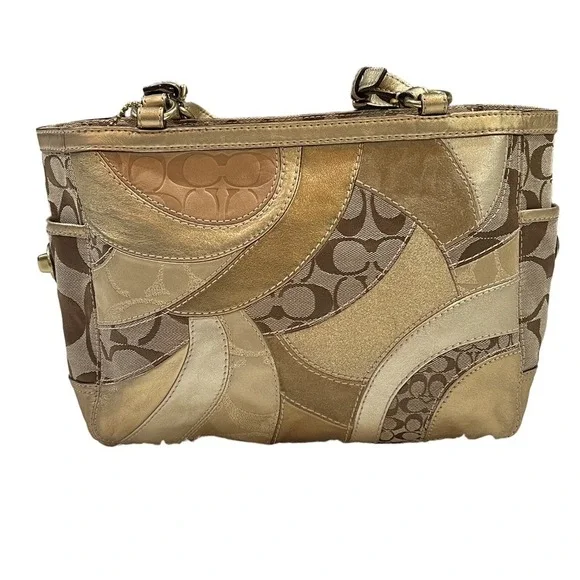 COACH Limited Edition Gold Patchwork Satchel Shoulder Bag E0873-12740 - Picture 1 of 10